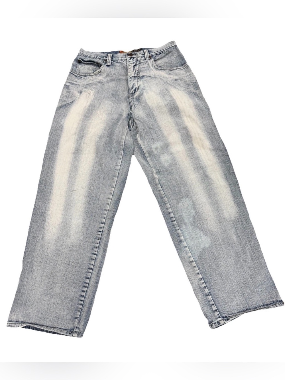 Vintage Royal Blue Jeans 32x30 Distressed Baggy Wide Leg Bleached Skater Y2K 90s